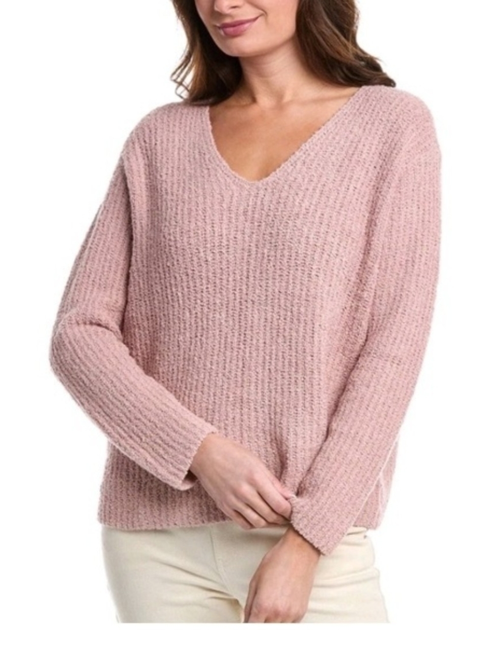 Eileen Fisher  Opal Organik Coton And Cashmere  V-Neck Sweater